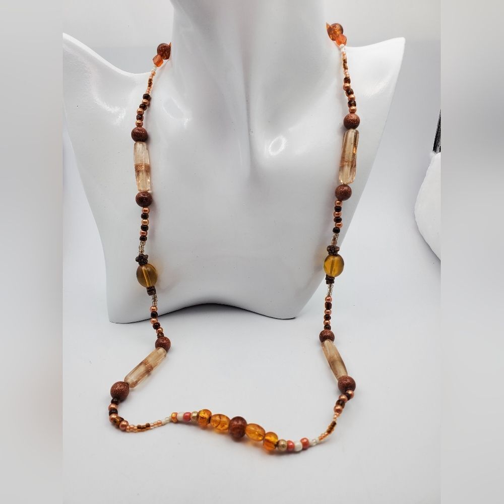 Amber lantern beaded shy sweetie necklace N1916